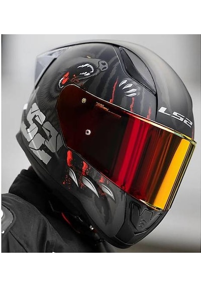 Ls2 Rapıd 2 Race Clawn Kapalı Motosiklet Kaskı Kırmızı Camlı Siyah