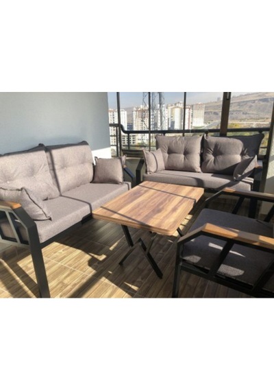 Tu Tienda 2+2+1 Sehpa Demonte Bahçe Balkon Mutfak Mobilyası Keten