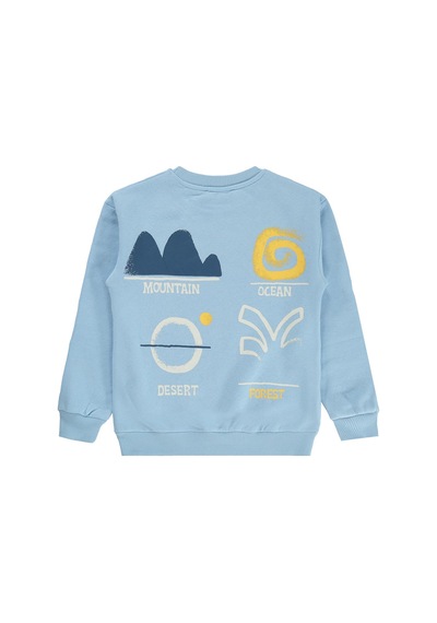 Silversun Kids Silversun Ocean Baskılı 8-13 Yaş Sweatshirt - Mavi