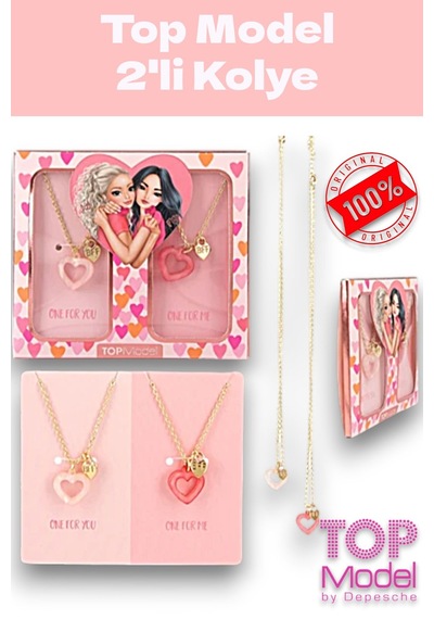 Top Model 2'li Kolye Takı Seti Pembe