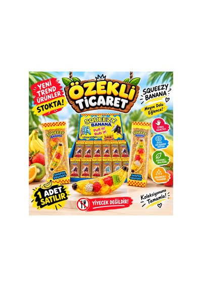 Muz Banana Squish Ultra Lüks Patlamayan İçi Vazalinli Ve Meyve Parçacıklı Süper Kalite Needoh Squish Sarı