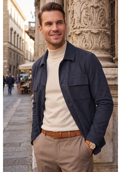 Rizzup Erkek Slim Fit Tüylenmeyen Kırışmayan Lacivert Süet Ceket Astarlı Gömlek Yaka 2704503 Rizzup Erkek Slim Fit Tüylenmeyen Kırışmayan Lacivert Süet Ceket Astarlı Gömlek Yaka 2704503