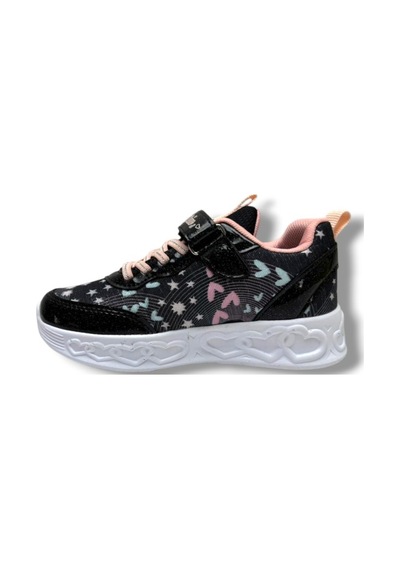 Ndrops 032-26 Anorak Rugan Yıldızlı Anatomik Kız Çocuk Sneaker Siyah Pudra 31-35 Siyah