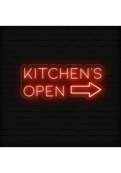 Kıtchen's Open Yazılı Ve Şekilli Neon Tabela Kırmızı