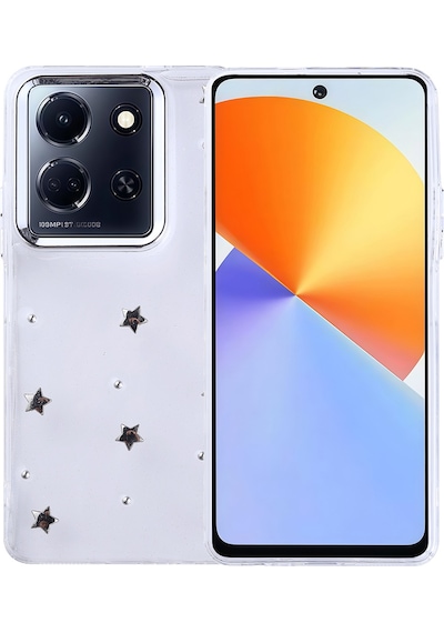 İnfinix Note 30 5g Kılıf Airbag Tasarımlı Simli Şeffaf Kutup Kapak