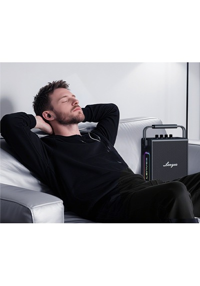 Lenyes Titan 1 Serisi Rgb Işıklı Çift Mikrofonlu Bluetooth Speaker Hoparlör V5.3 5000mah Siyah