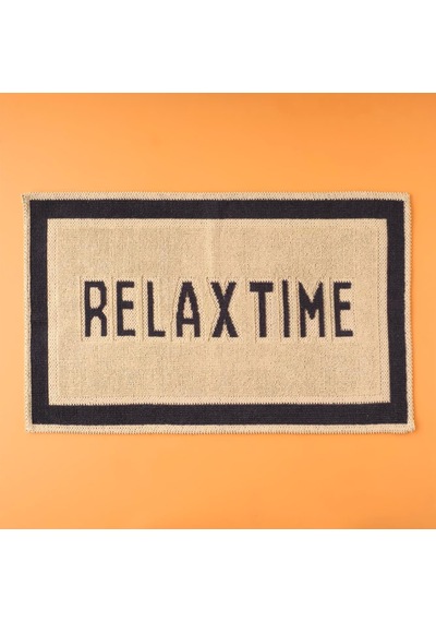 Relax Harf Baskılı%80 Pamuk%20 Polyester Paspas Takımı, Beyaz, 1 Adet 60x100 Cm / 1 Adet 50x60 Cm Çok Renkli
