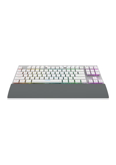 Rampage Beru Beyaz 2.4g + Bt Wireless Red Swıtch Mekanik Gaming Oyuncu Klavye Slim Low Profile Rgb Tkl