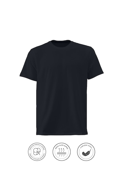 Elemge Pamuk Likra Magic Fit Lacivert Erkek T-shirt Compact Penye Kısa Kol Tişört Elastan