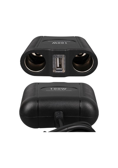 12-24v Usb Girişli 100w 70cm Kablolu 2'li Araç Çakmak Çoklayıcı