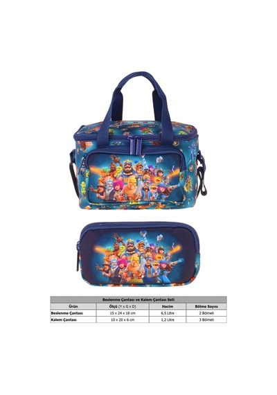 Kaukko Kids Erkek Çocuk Boom Baskılı Lacivert Thermo Beslenme Çantası Ve Kalemlik Seti - Setkk-l5420