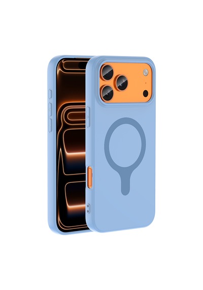 Apple iPhone Uyumlu 17 Pro Max Kılıf M-safe Şarj Özellikli Zore Aris Silikon Kapak Baby Blue