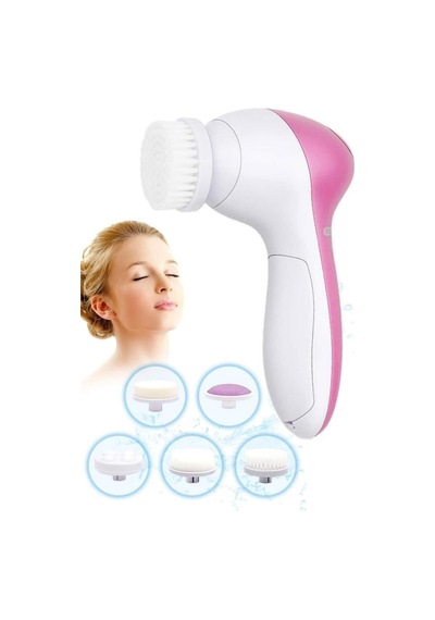 Pilli Yüz Cilt Temizleme Cihazı Siyah Nokta Peeling Fırça Seti Vücut Yüz Bakımı 5 In 1 Masaj Aleti