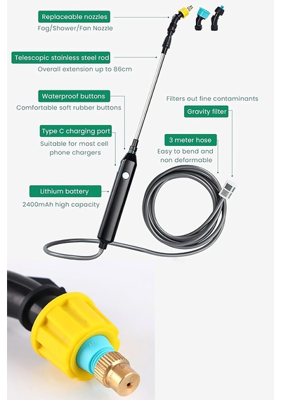 Prohummer PH230 Mini Şarjlı Sulama Ve İlaçlama Makinesi