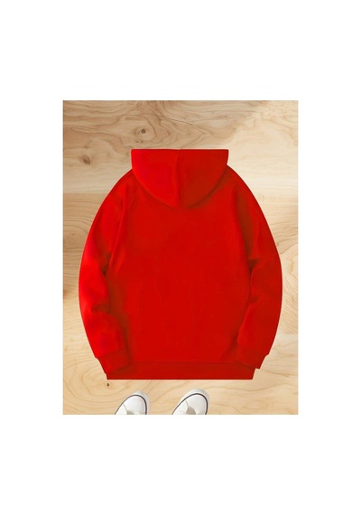 Medinenur Perfectly Baskılı Kapüşonlu Sweatshirt Kırmızı