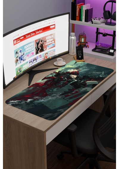Azur Lane Kaymaz Dikişli Kauçuk Oyuncu Mousepad V1 - 90x40 Xxl Gaming Mouse Pad Fare Altlığı