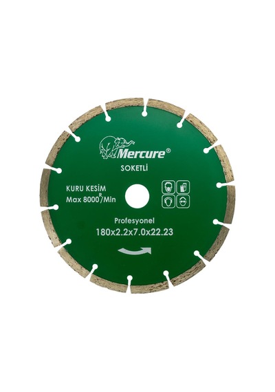 Mercure Beton Taş Seramik Kesme Soketli Elmas Testere 180 Mm