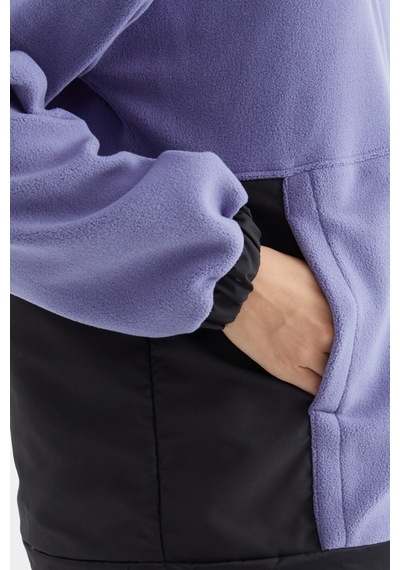 Tommy Life Açık Eflatun Yarım Fermuar Etek Ucu Büzgülü Dik Yaka Oversize Kadın Polar Sweatshirt - 97236 Eflatun