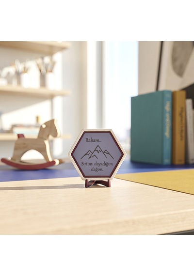 Minimalist Dağ Ve Duygusal Mesajlı Dekoratif Obje, Çalışma Alanları İçin Şık, Özgün Ve Manevi Değeri Olan Süs 10x10 Cm, Mor