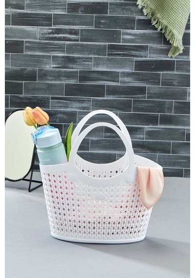 Silikon Premium Kolay Saklanabilir Sepet Çanta Organizer, 5,5lt, 30x17x31cm Silikon Beyaz 30 X 17 Tr Diğer