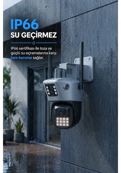Viva Ics-223 6mp Çift Lensli Wifi Akıllı Güvenlik Kamerası 3mp+3mp Ptz Ip66 Su Geçirmez Gece Görüşlü Aı Takip