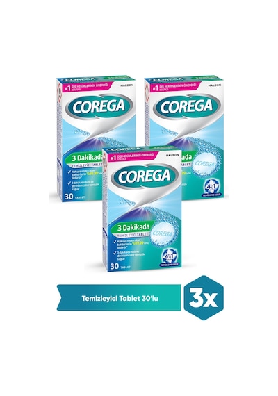 Corega Cleanser Bio Protez Temizleme Tableti 3 x 30'lu