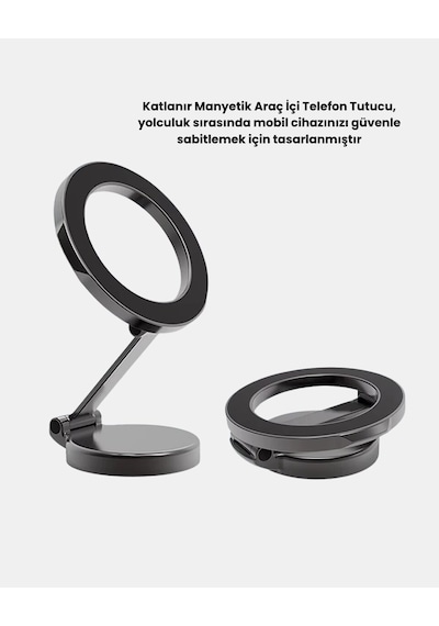 360 Dönebilen Katlanır Manyetik Araç Telefon Tutucu Magsafe Uyumlu Kompakt Ve Şık Tasarım Çok Renkli