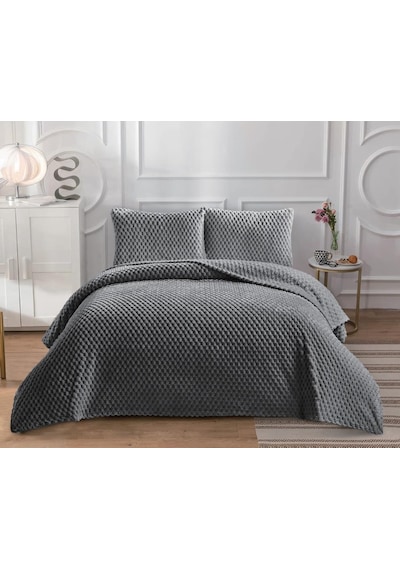 Soft Arya Çift Kişilik Yatak Örtüsü 260x240 Gri