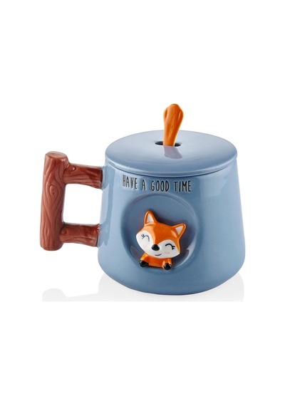 The Mia Tilki Kapaklı Ve Kaşıklı Kupa 370 Ml