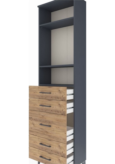 Arges Dolap 3 Raflı 5 Çekmeceli 60x30x221 Antrasit-çam Antrasit