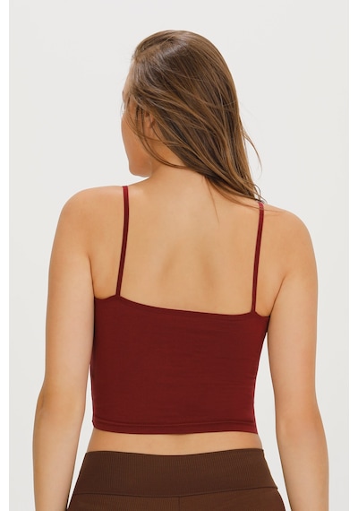 Sensu Kadın Ip Askılı Pamuklu Crop Büstiyer - Bst1015 -bordo Bordo