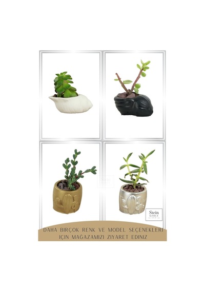 Dekoratif Saksı Minik Kaktüs Saksısı 1 Adet Kaktüs Desenli Model - Altın