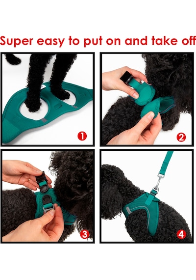 Air-Mesh Küçük ve Orta Irk Kedi Köpek Göğüs Tasması - Yumuşak, Nefes Alabilir, Dayanıklı YEŞİL XL