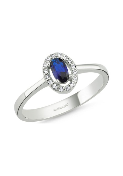Anturaj Altın Yüzük 0.30 Karat Oval Aquablue 330534588