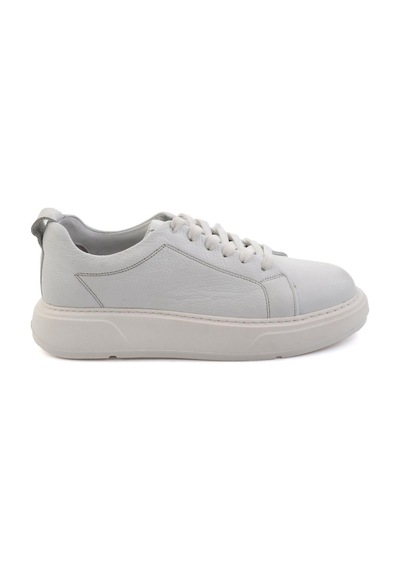 Beyaz Hakiki Deri Erkek Sneaker E01089006803 Beyaz