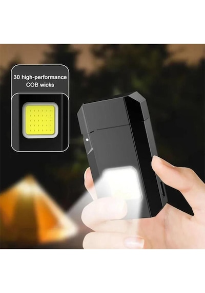 Gazsız Rezistanslı Elektrikli Usb Şarjlı Çakmak Mini Cob El Fenerli 2 In 1 Mini Projektörlü Çakmak