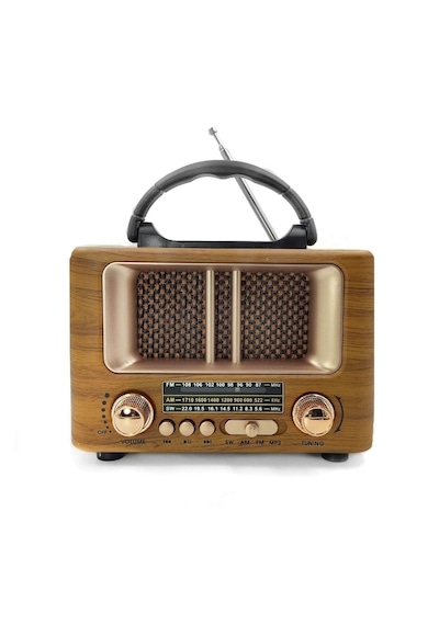 Go İthalat Küçük Mini Boy Retro Ahşap Tasarım Bluetooth Hoparlörlü Radyo Fm/am Destekli, Şarjlı Ve