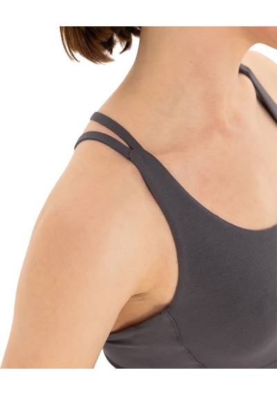 Inguz Çift Askılı Sırtı Çapraz Yoga Büstiyer Gri