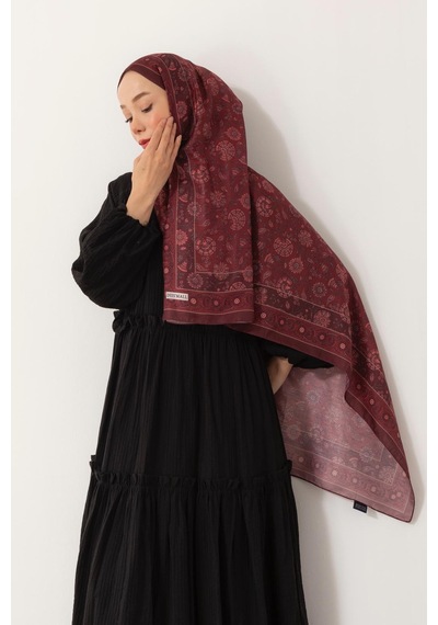 Mimiyum Soft Şal Çini Desenli Bordo