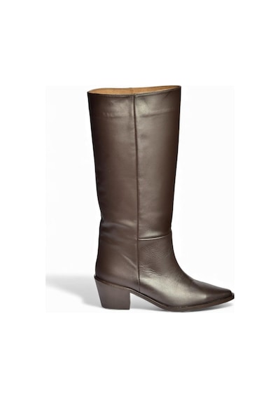 Fox Shoes V654082103 Kahverengi Hakiki Deri Kalın Topuklu Kadın Çizme Kahverengi