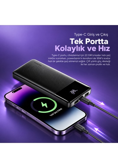 Oraimo 10000 Mah 22.5w Powerbank Opb-7100q Speed Black Siyah - Koyu Gri