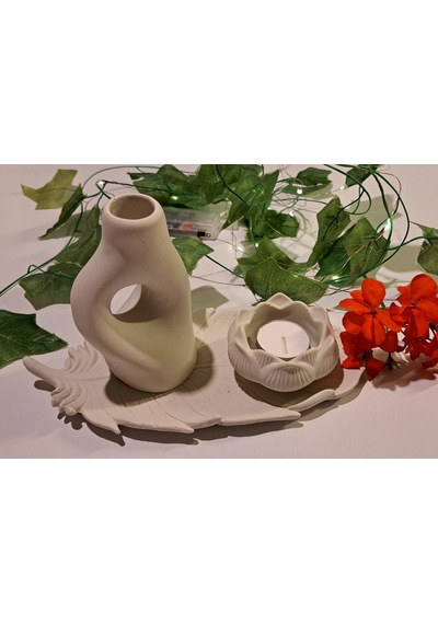 Flora Vazo Ve Lotus Çiçeği 3 Lü Takım