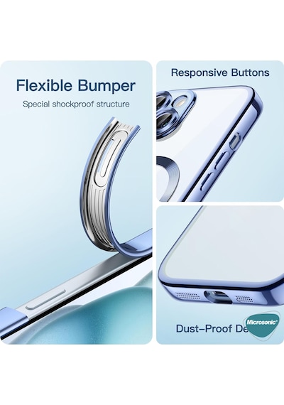 Microsonic Samsung Galaxy Uyumlu A37 Kılıf Magsafe Luxury Electroplate Lacivert -