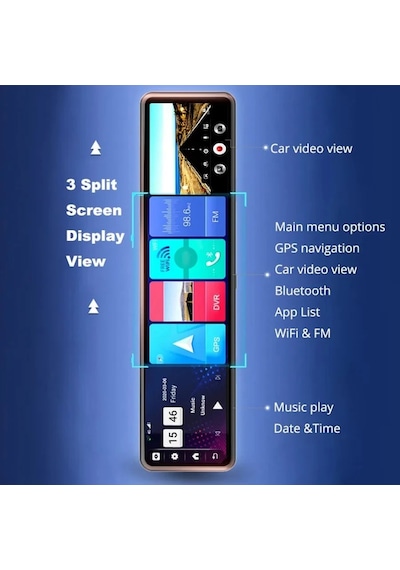 Wevolt 4g Hb-20-3 64 Gb 12 İnç Dokunmatik Ayna Kamera Android Uzaktan İzlemeli 1080p Ön Arka Araç Kamera.
