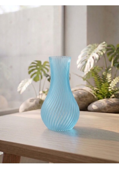 Dekoratif Vazo, 15 Cm, 3d Baskı Açık Mavi