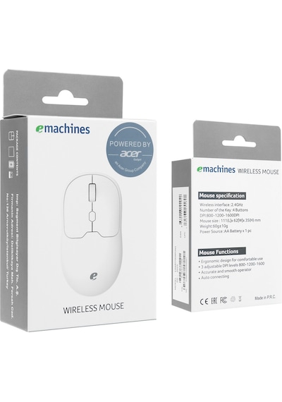 Acer Emachines Eam070 Usb Beyaz 2.4ghz Kablosuz Mouse