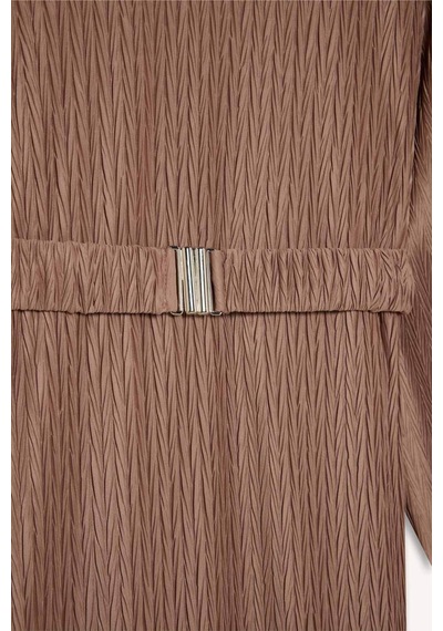 DeFacto Regular Fit Pilise Uzun Kollu Maxi Tesettür Elbise E1952AX25SPBG267