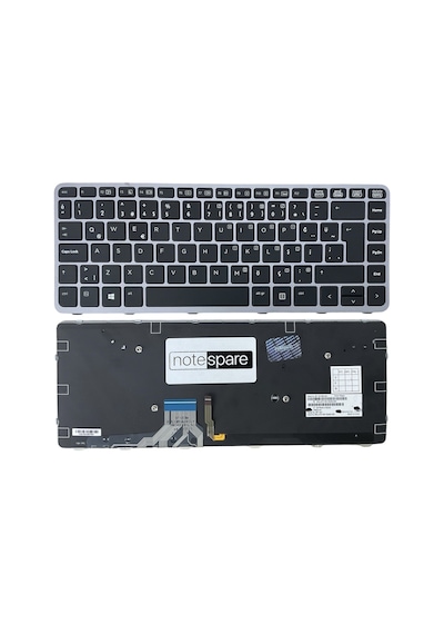Hp İle Uyumlu Elitebook Folio 90.4lu07.c01 Klavye Işıklı Siyah Tr Gümüş Çerçeveli Büyük Enter