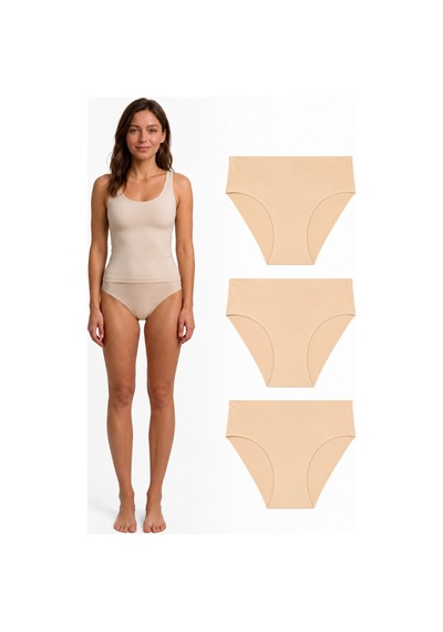 Westicgiyim Kadın Düşük Bel Lazer Kesim Dikişsiz Külot Kaymaz Bantlı Siyah & Ten Seamless Slip Bej