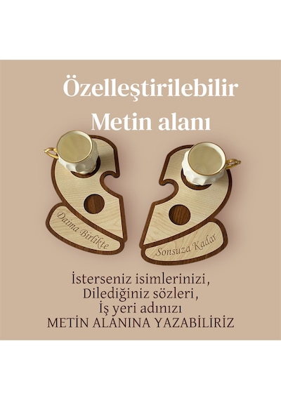 Kalp Şekilli Kahve Sunum Tepsisi, Aşk Kahve Sunumluğu, Kahve Sunum Bardak Fincan Altlığı Banu